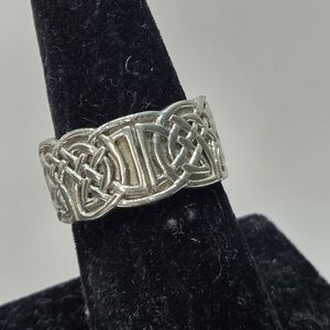 mens celtic band carved rings sterling silver peter stone sz 8 cultural artisan